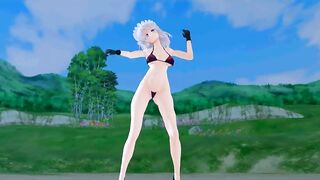 【MMD】Sakuya thighs and stomach jiggle on the moon light【R-18】