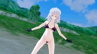 【MMD】Sakuya thighs and stomach jiggle on the moon light【R-18】