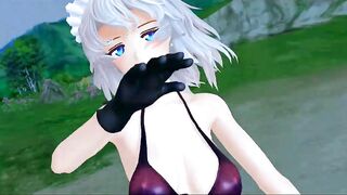 【MMD】Sakuya thighs and stomach jiggle on the moon light【R-18】