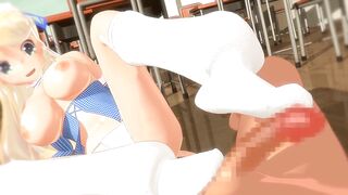 Footjob+Handjob from school Whore (Senran Kagura)【Hentai 3D】