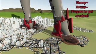 Giantess Roon destroys a city because of jealousy