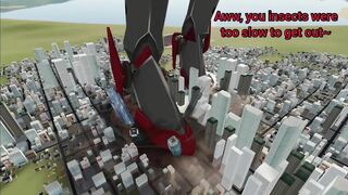 Giantess Roon destroys a city because of jealousy