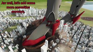 Giantess Roon destroys a city because of jealousy