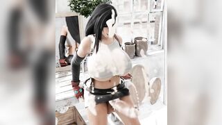 Futa Tifa fucks herself and cums hard【Hentai 3D】