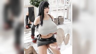 Futa Tifa fucks herself and cums hard【Hentai 3D】