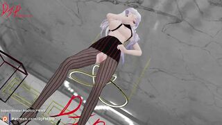 Busty Haku Looses her panties Im I'll Blender MMD 1572