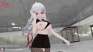 Busty Haku Looses her panties Im I'll Blender MMD 1572