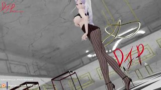 Busty Haku Looses her panties Im I'll Blender MMD 1572