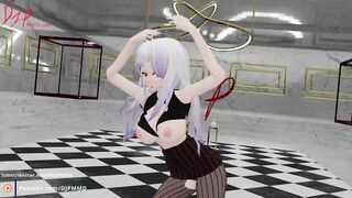 Busty Haku Looses her panties Im I'll Blender MMD 1572