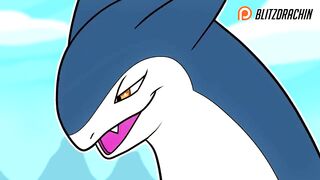 Patreon/Blitzdrachin : Straight furry yiff animation , scalie , monster , cumshot , against the wall