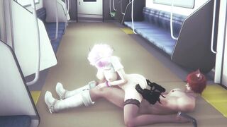 Pink hair girl fucked on the train - 3D Hentai (Uncensored)