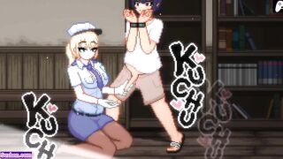 The blonde policewoman jerks me off and makes me cum in a sea of ​​cum | Hentai Games Gallery P18 |