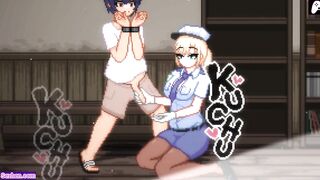 The blonde policewoman jerks me off and makes me cum in a sea of ​​cum | Hentai Games Gallery P18 |