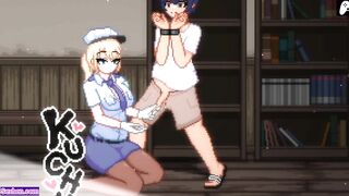 The blonde policewoman jerks me off and makes me cum in a sea of ​​cum | Hentai Games Gallery P18 |