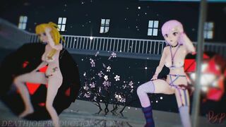 MMD R18 Nude Pink Misaka and Aylin - Elect 1097