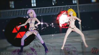 MMD R18 Nude Pink Misaka and Aylin - Elect 1097