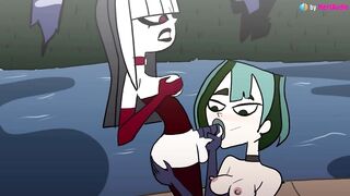 Futanari Crimson fucks Gwen and cums inside her pussy and mouth (2d cartoon animation with sound)