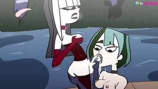 Futanari Crimson fucks Gwen and cums inside her pussy and mouth (2d cartoon animation with sound)