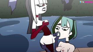 Futanari Crimson fucks Gwen and cums inside her pussy and mouth (2d cartoon animation with sound)