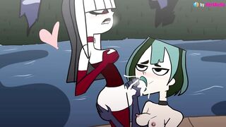 Futanari Crimson fucks Gwen and cums inside her pussy and mouth (2d cartoon animation with sound)