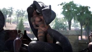 3D. Futa With A Huge Cock Gucks A Naga In Her Wet Mouth