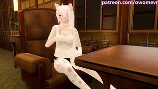Horny catgirl secretly touches herself on the train then gets caught and fucked by a Futa - Preview