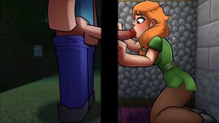 Minecraft Horny Craft #4 Big Dick Sloppy Blowjob through Glory Hole