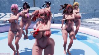 【MMD】 6 Girls in Micro Bikinis Dance to Havana