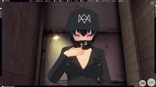 3D HENTAI Watch Dogs: Legion girl masturbating outdoors