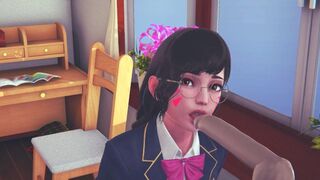 DVA schoolgirl licks your cock with her tongue and gets cum on her face