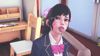 DVA schoolgirl licks your cock with her tongue and gets cum on her face