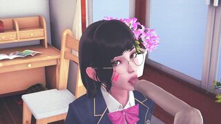 DVA schoolgirl licks your cock with her tongue and gets cum on her face