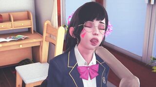 DVA schoolgirl licks your cock with her tongue and gets cum on her face