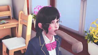 DVA schoolgirl licks your cock with her tongue and gets cum on her face