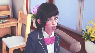 DVA schoolgirl licks your cock with her tongue and gets cum on her face