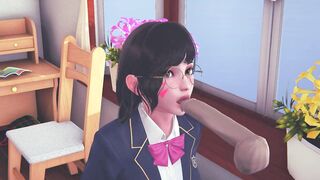 DVA schoolgirl licks your cock with her tongue and gets cum on her face