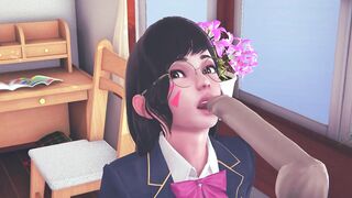 DVA schoolgirl licks your cock with her tongue and gets cum on her face