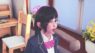 DVA schoolgirl licks your cock with her tongue and gets cum on her face