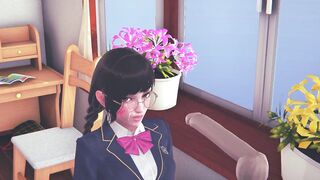 DVA schoolgirl licks your cock with her tongue and gets cum on her face