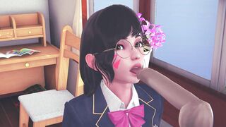 DVA schoolgirl licks your cock with her tongue and gets cum on her face