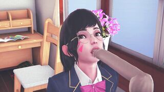 DVA schoolgirl licks your cock with her tongue and gets cum on her face