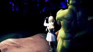 Big ork fuck with the beautiful girl at the cave - HMV 3d hentai animation