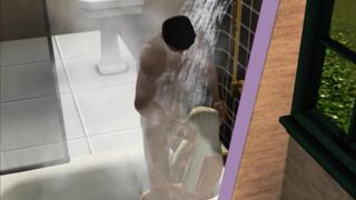 Blowjob in the shower! Made a stepsister | porno game, 3d, sims sex