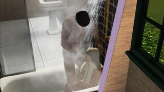 Blowjob in the shower! Made a stepsister | porno game, 3d, sims sex