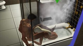 Blowjob in the shower! Made a stepsister | porno game, 3d, sims sex