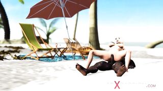 A super sexy horny blonde gets fucked by BBC in the desert island