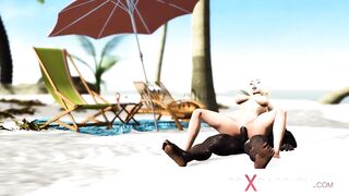 A super sexy horny blonde gets fucked by BBC in the desert island