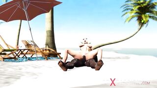 A super sexy horny blonde gets fucked by BBC in the desert island