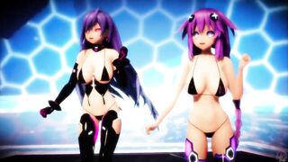 MMD R18 Iris Heart x Purple Heart Bikini Dance