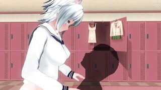 3D HENTAI Schoolgirl fucks in the locker room with the coach